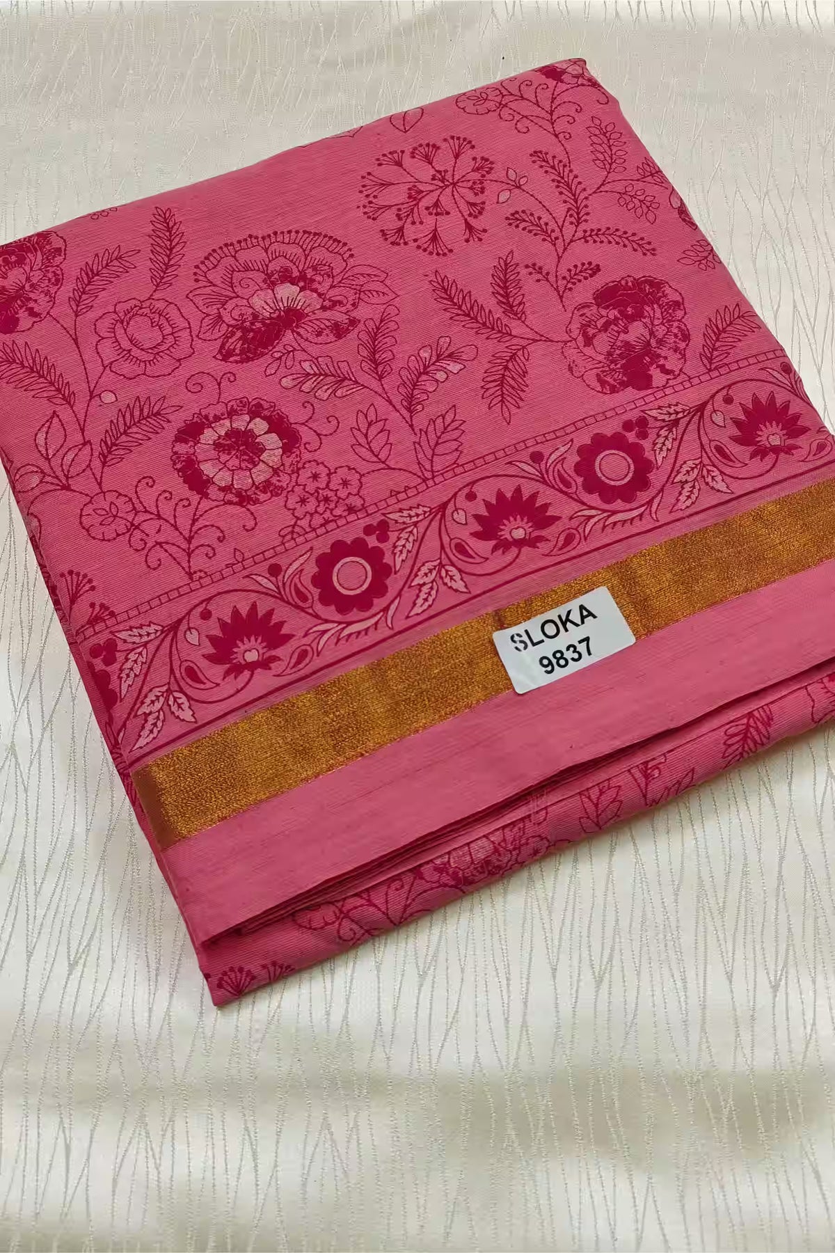 Floral Printed Cotton Saree - Sloka 9837C