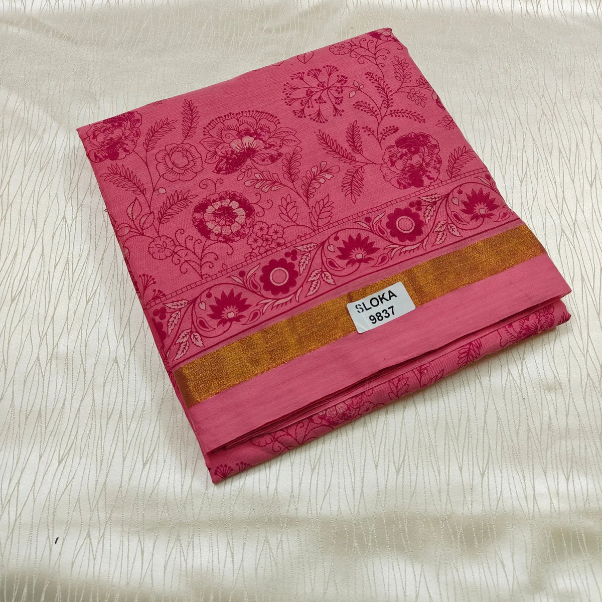 Floral Printed Cotton Saree - Sloka 9837C