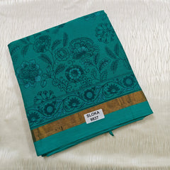 Floral Printed Cotton Saree - Sloka 9837E