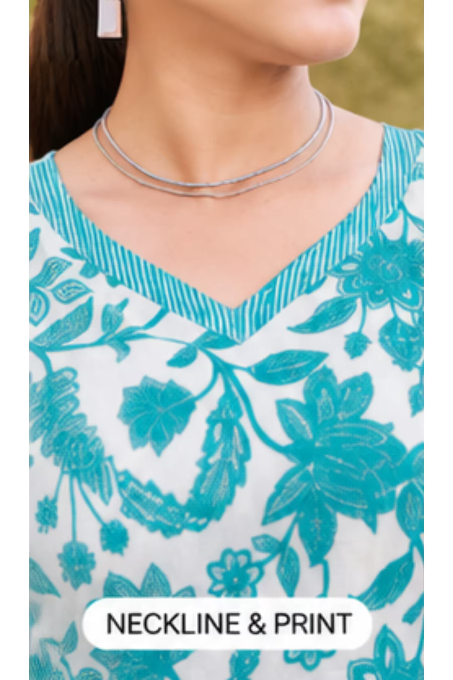 Neckline Details - Ganpati - Jaipuri Special - Cotton Readymade Salwar Suit with Straight Pant and Dupatta - GJ357