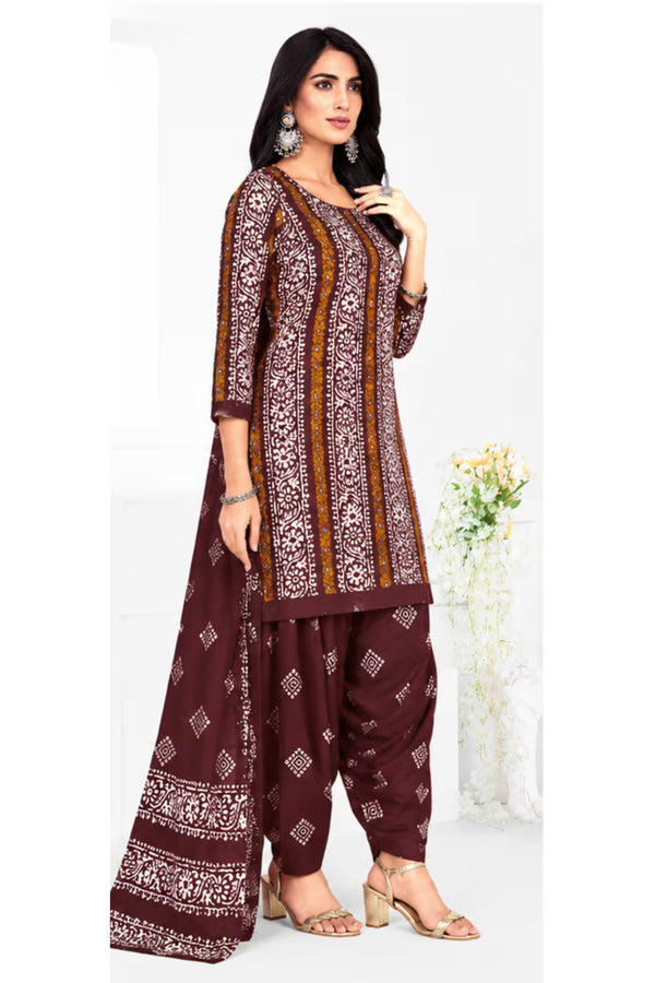 Ganpati Batik Print Cotton Readymade Salwar Suit and Patiala Pant with Dupatta - GB1501