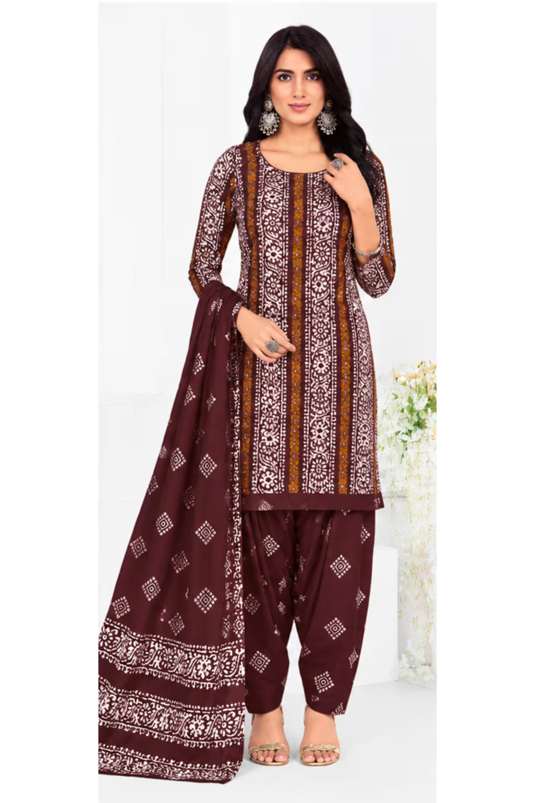 Ganpati Batik Print Cotton Readymade Salwar Suit and Patiala Pant with Dupatta - GB1501 Secondary image
