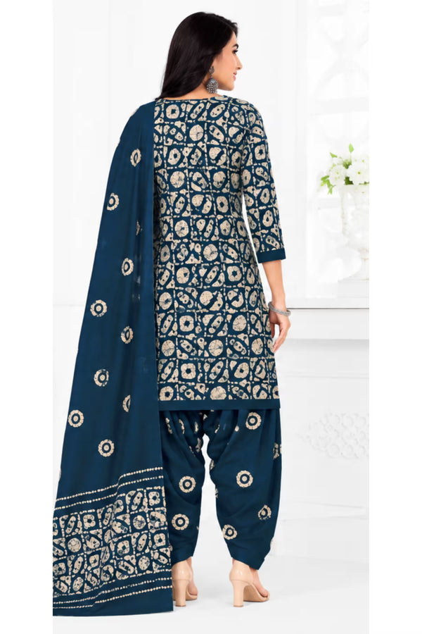 Ganpati Batik Print Cotton Readymade Salwar Suit and Patiala Pant with Dupatta - GB1503
