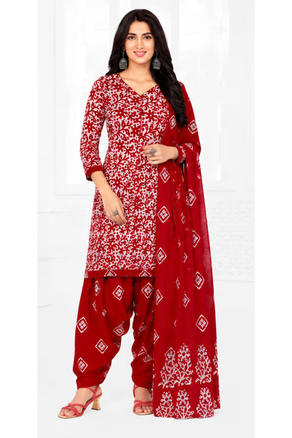 Ganpati Batik Print Cotton Readymade Salwar Suit and Patiala Pant with Dupatta - GB1504
