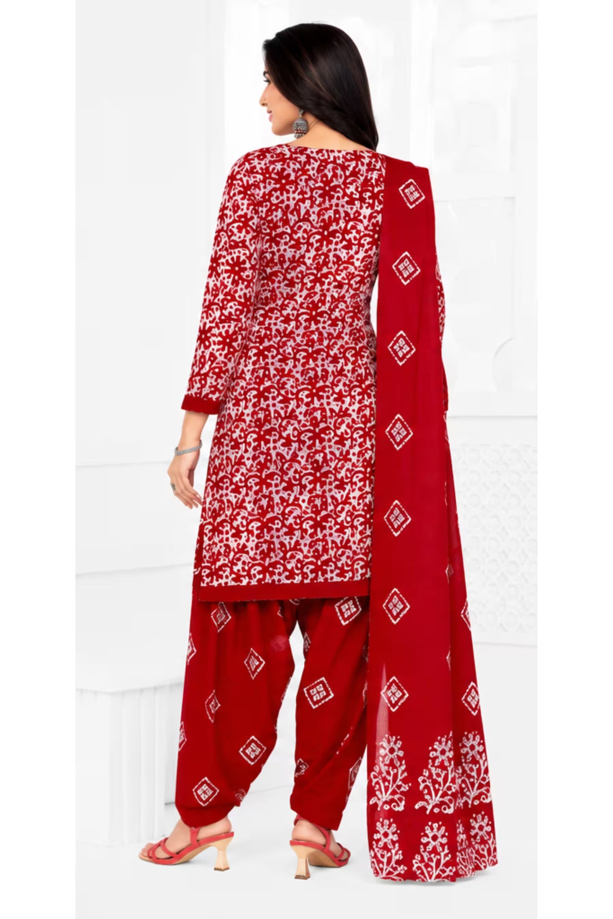 Ganpati Batik Print Cotton Readymade Salwar Suit and Patiala Pant with Dupatta - GB1504