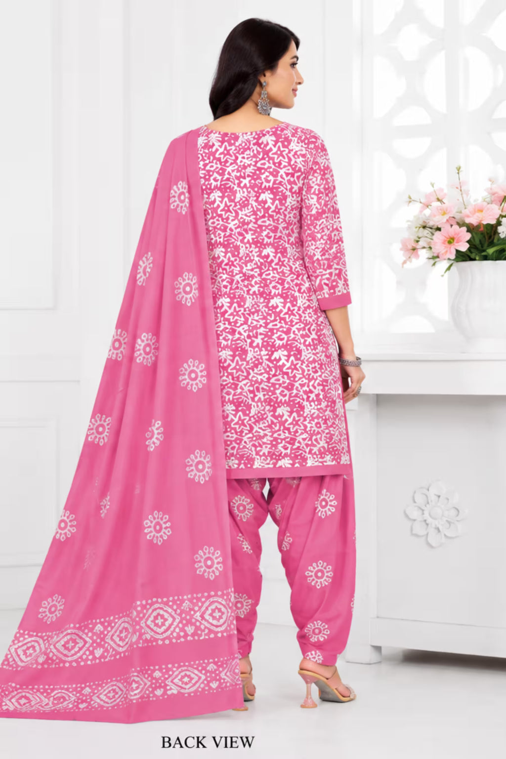 Ganpati Batik Print Cotton Readymade Salwar Suit and Patiala Pant with Dupatta - GB1512