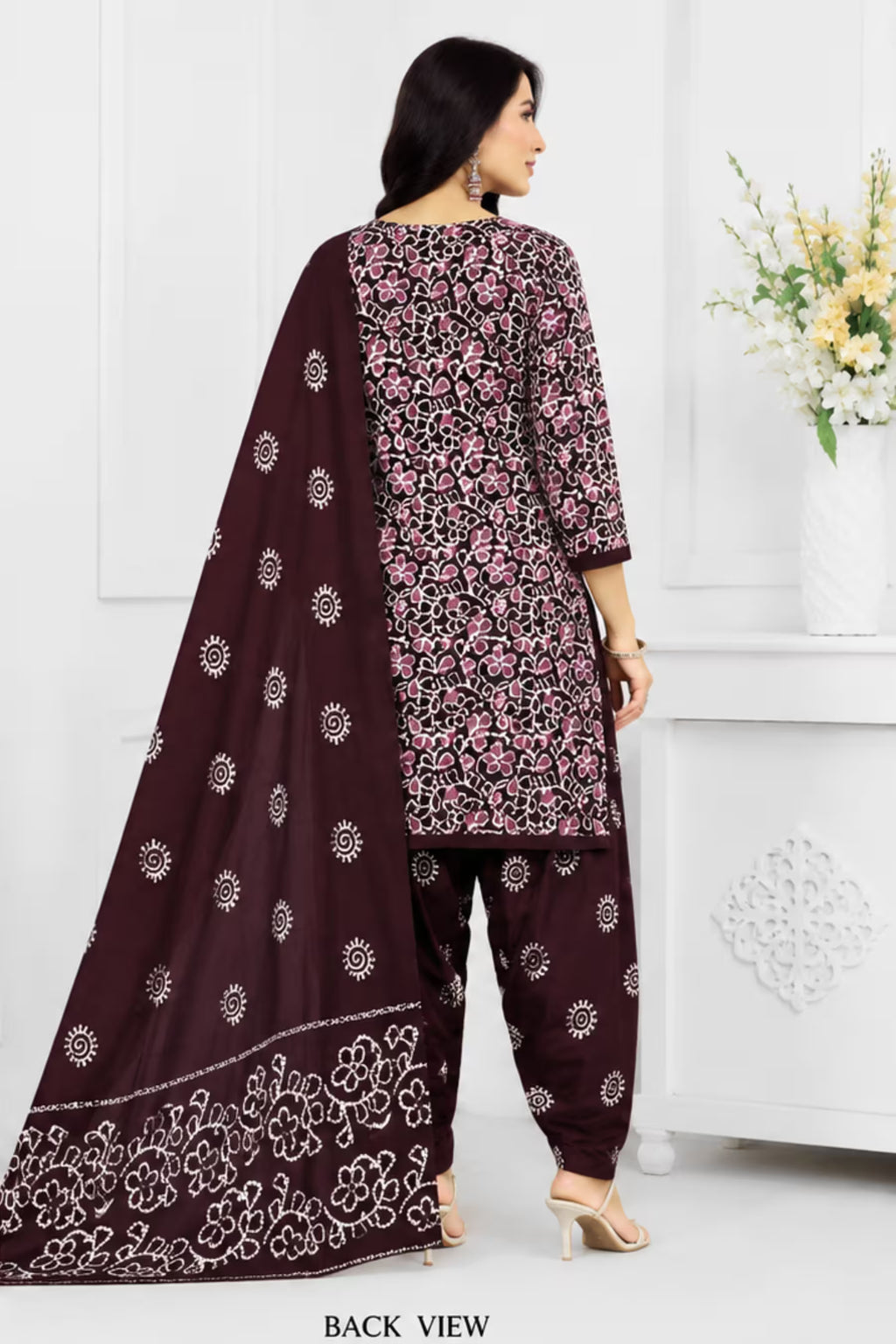Ganpati Batik Print Cotton Readymade Salwar Suit and Patiala Pant with Dupatta - GB1514