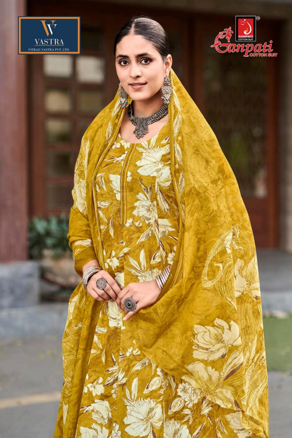 Ganpati Cotton Readymade Anarkali Salwar Suit with Straight Pant and Dupatta - GA1407