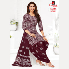 Ganpati Cotton Suit - Batik Print - Readymade Salwar Suit - Patiala Model - GB1306