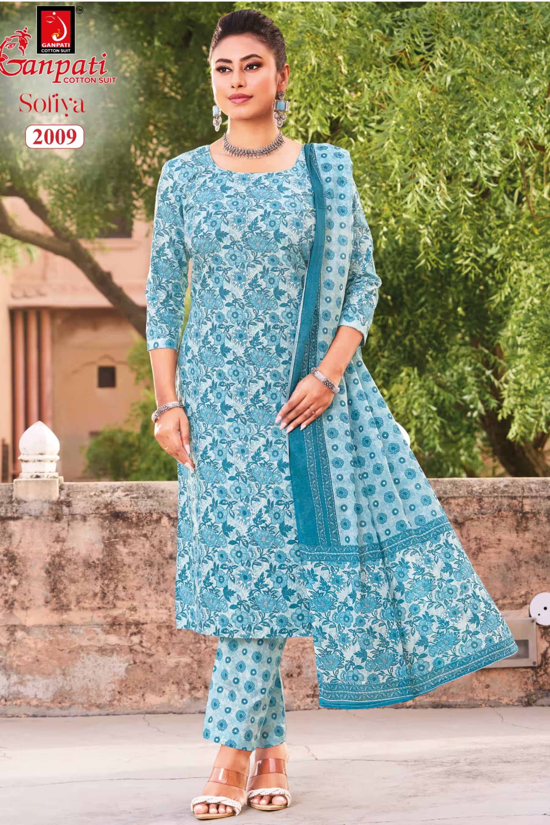 Ganpati Cotton Suit - Readymade Salwar Suit - Sofiya2009
