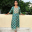 Green Checked printed Full Flair Umbrella Kurti