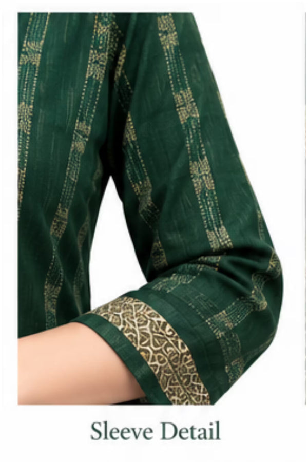 Sleeve Detail - Green Cotton Straight Kurta Pant Set with Dupatta | Bavis Clothing