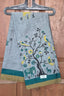 Grey Cotton Printed Saree with Yellow & Teal Nature Print - SLOKA6066A
