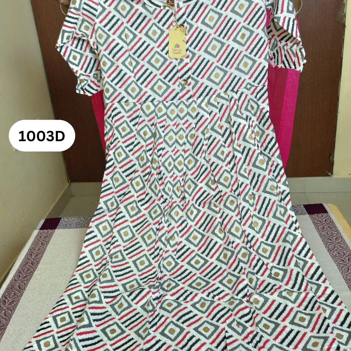 Grey Geometric Flared Kurti | Stylish Design Main image