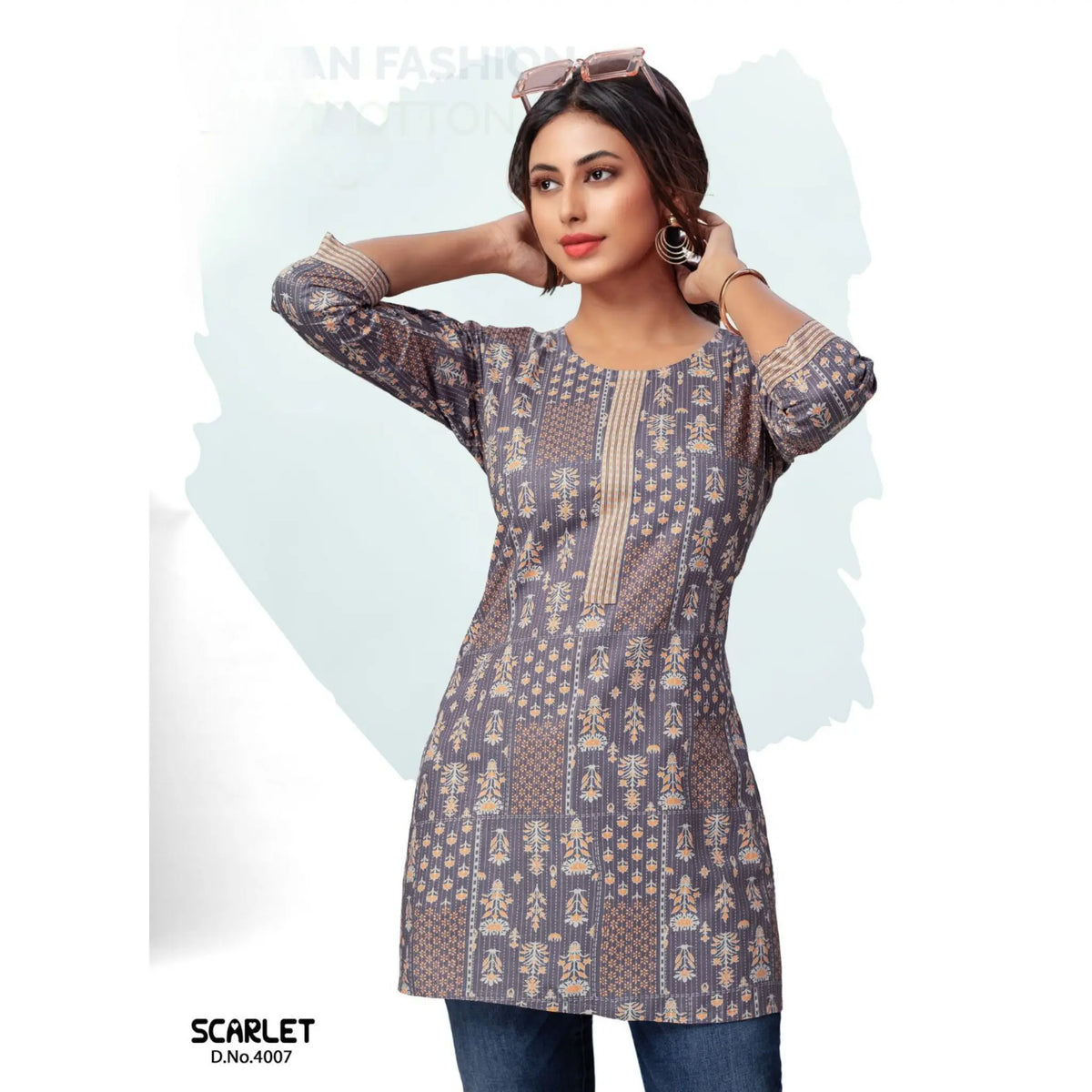 Deeptex Scarlet Greyish Purple Cotton Short Top Main image