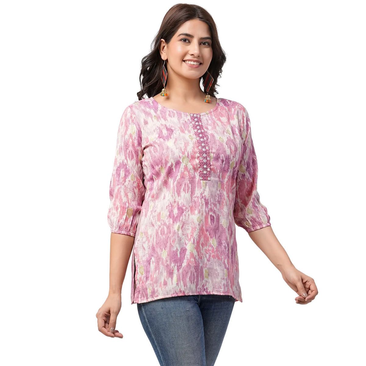 Heavy Rayon Capsul Print with Foil Short Tops LQ01 Main image