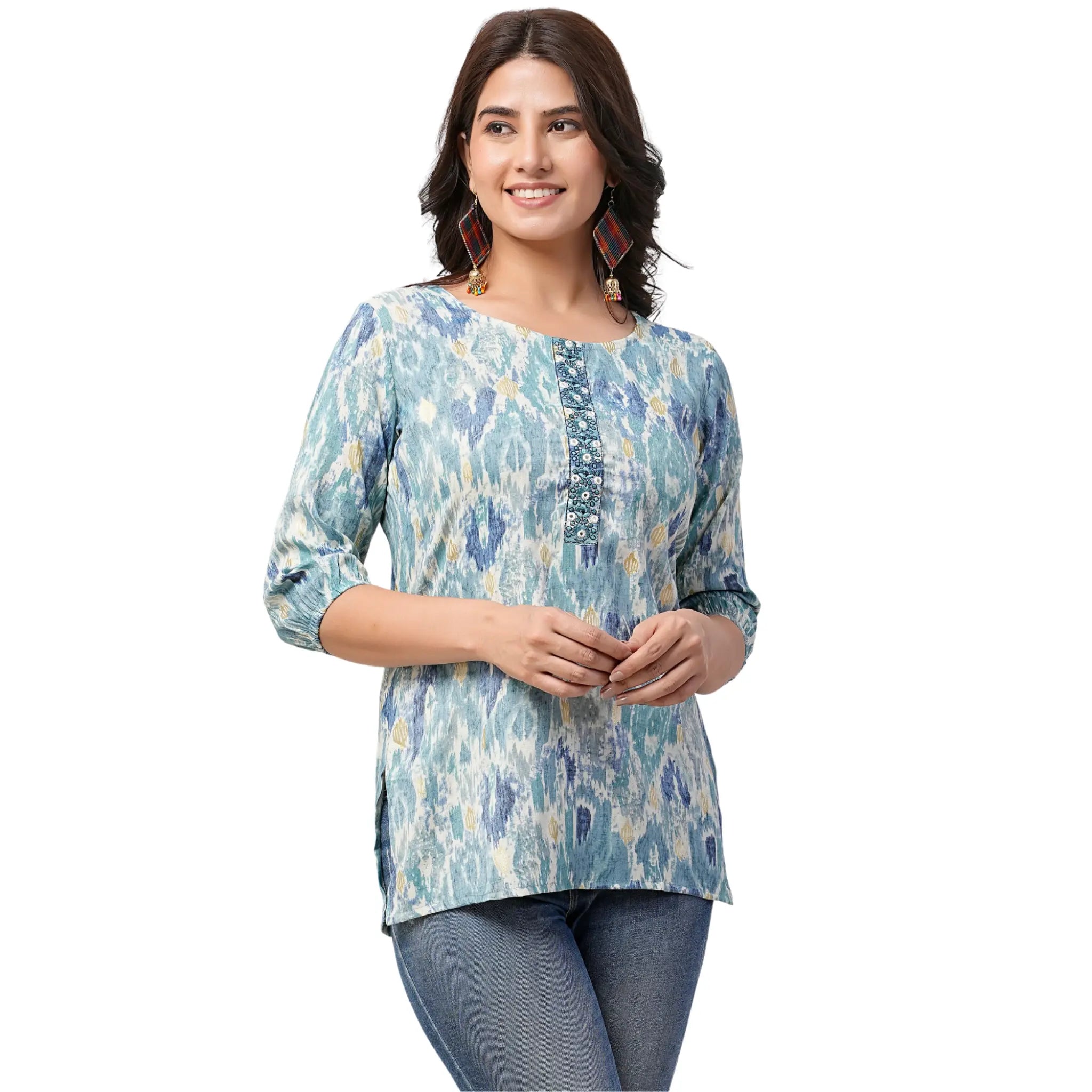 Heavy Rayon Capsul Print with Foil Short Tops LQ02 Main image