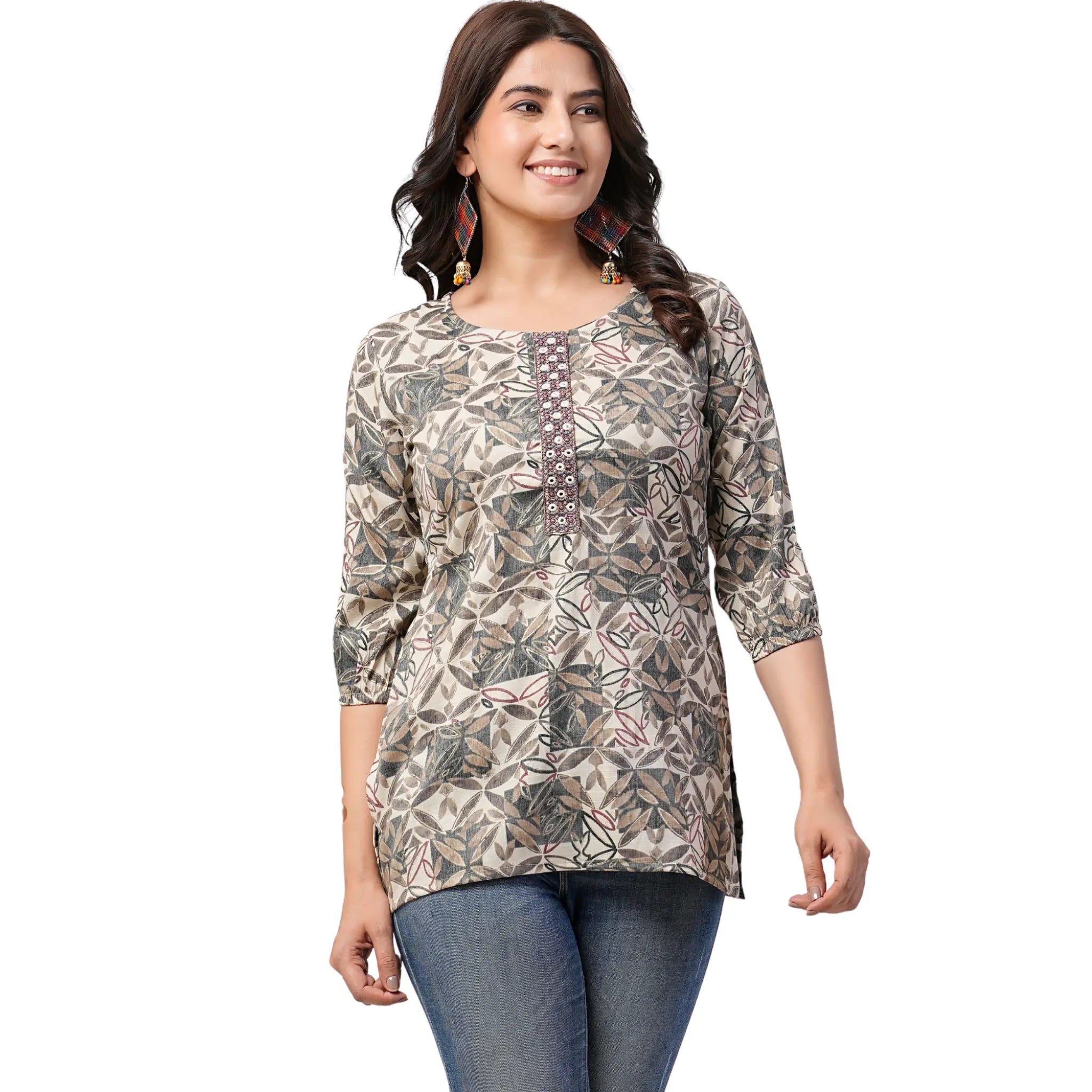 Heavy Rayon Capsul Print with Foil Short Tops LQ05 Main image