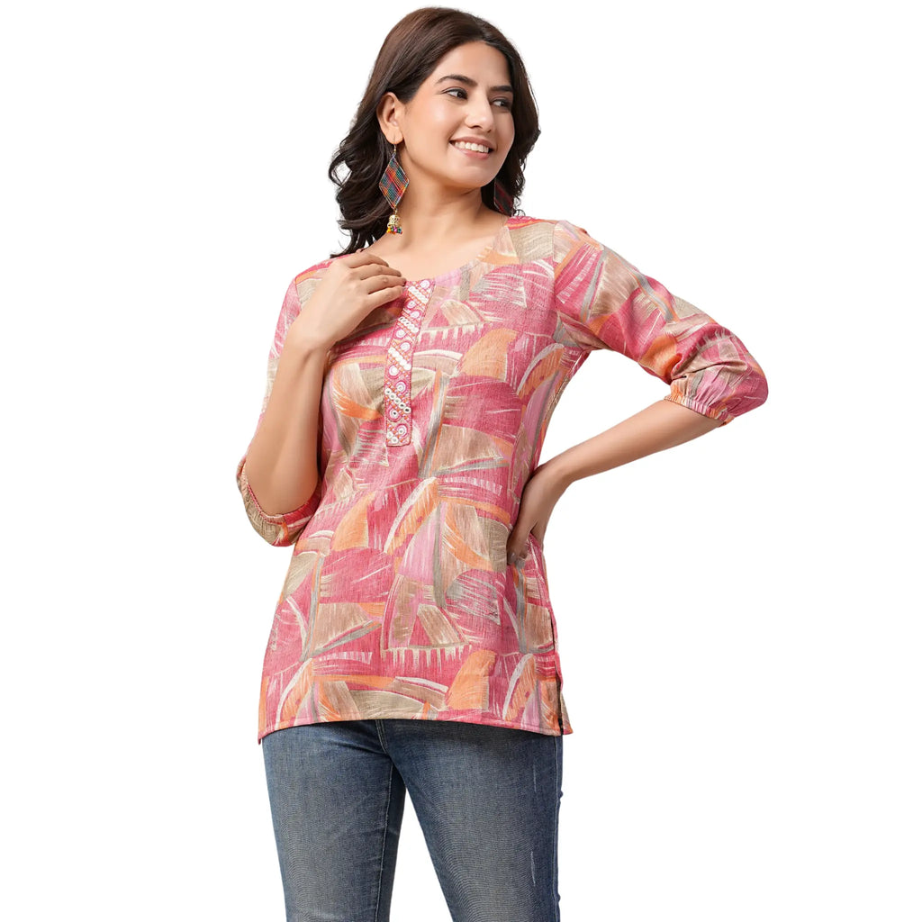 Classy Capsule Print with Foil Short Tops LQ07
