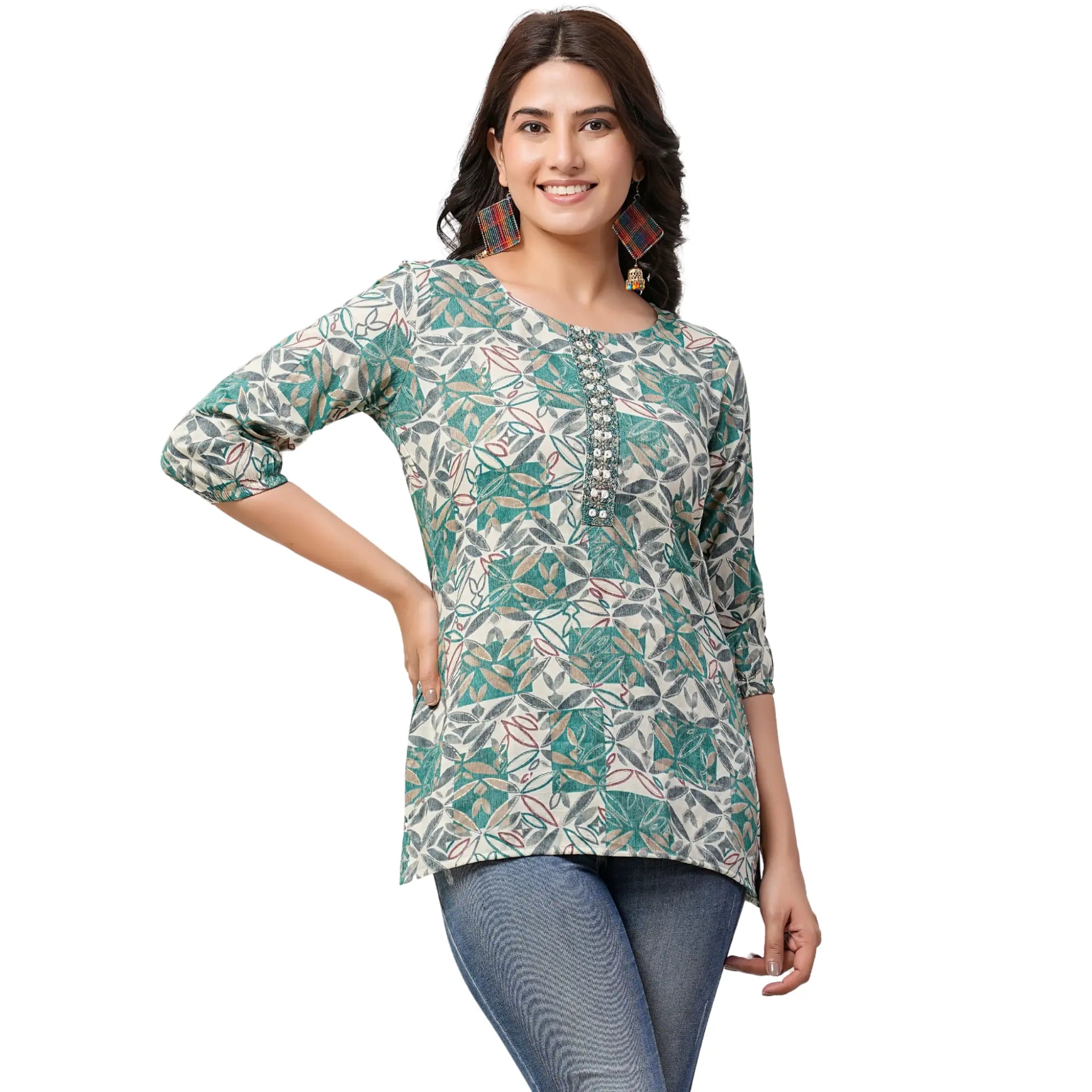 Heavy Rayon Capsul Print with Foil Short Tops LQ08 Main image