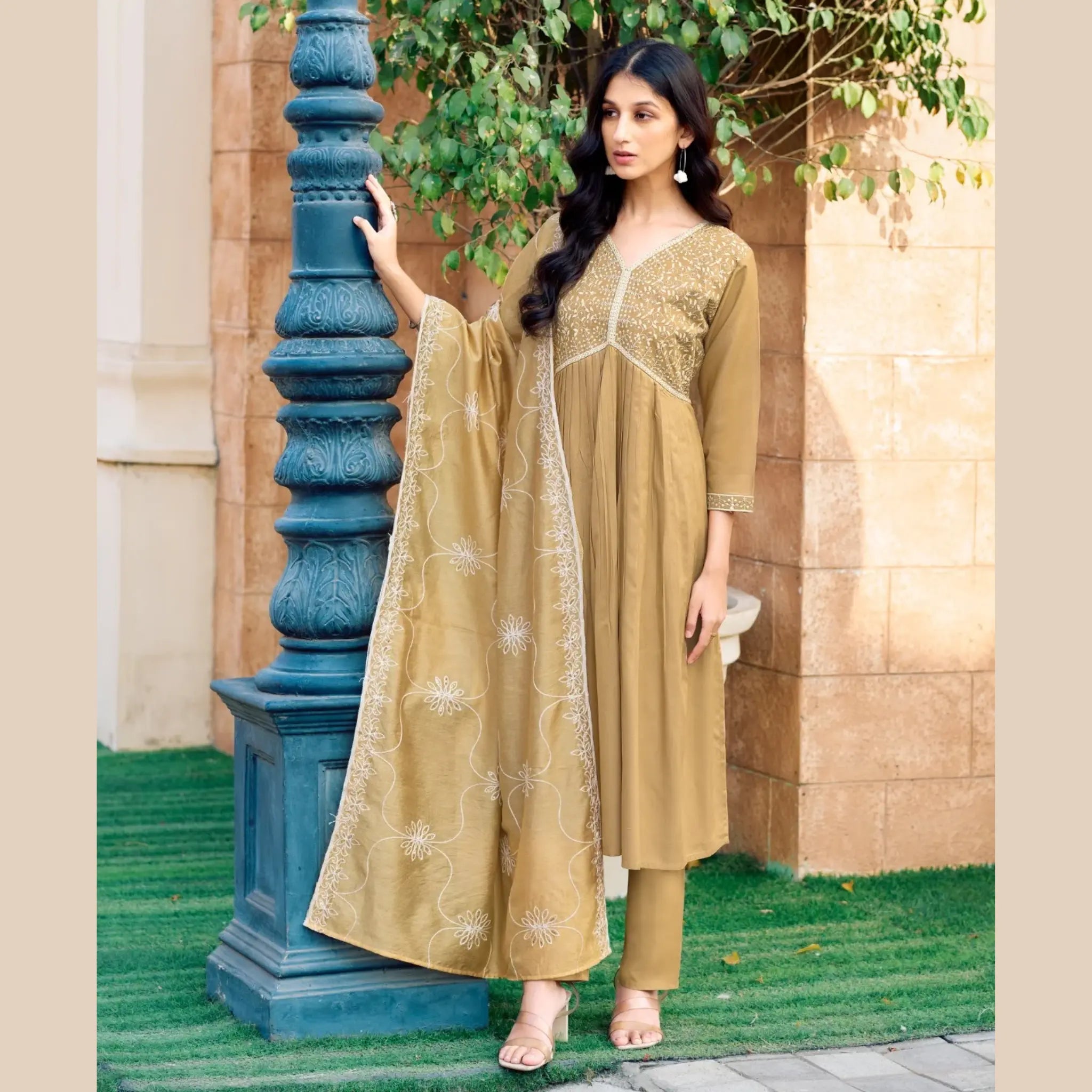 Italian Viscose Embroidered Kurta Set with Chanderi Sequins Dupatta – Ethnic Elegance - MG1003 Main image