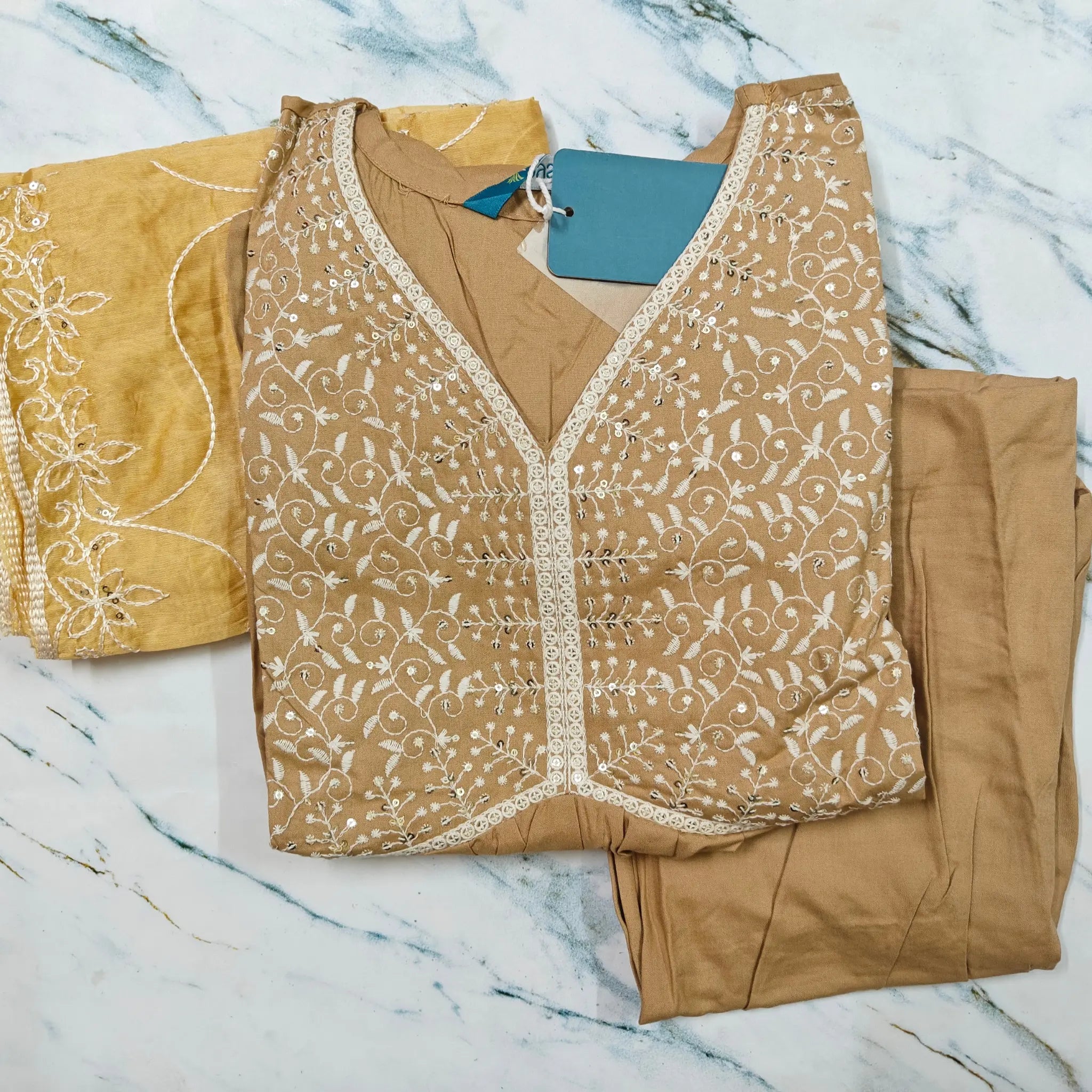 Italian Viscose Embroidered Kurta Set with Chanderi Sequins Dupatta – Ethnic Elegance - MG1003