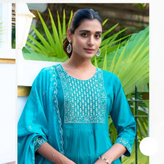 Italian Viscose Embroidered Suit Set with Chanderi Dupatta