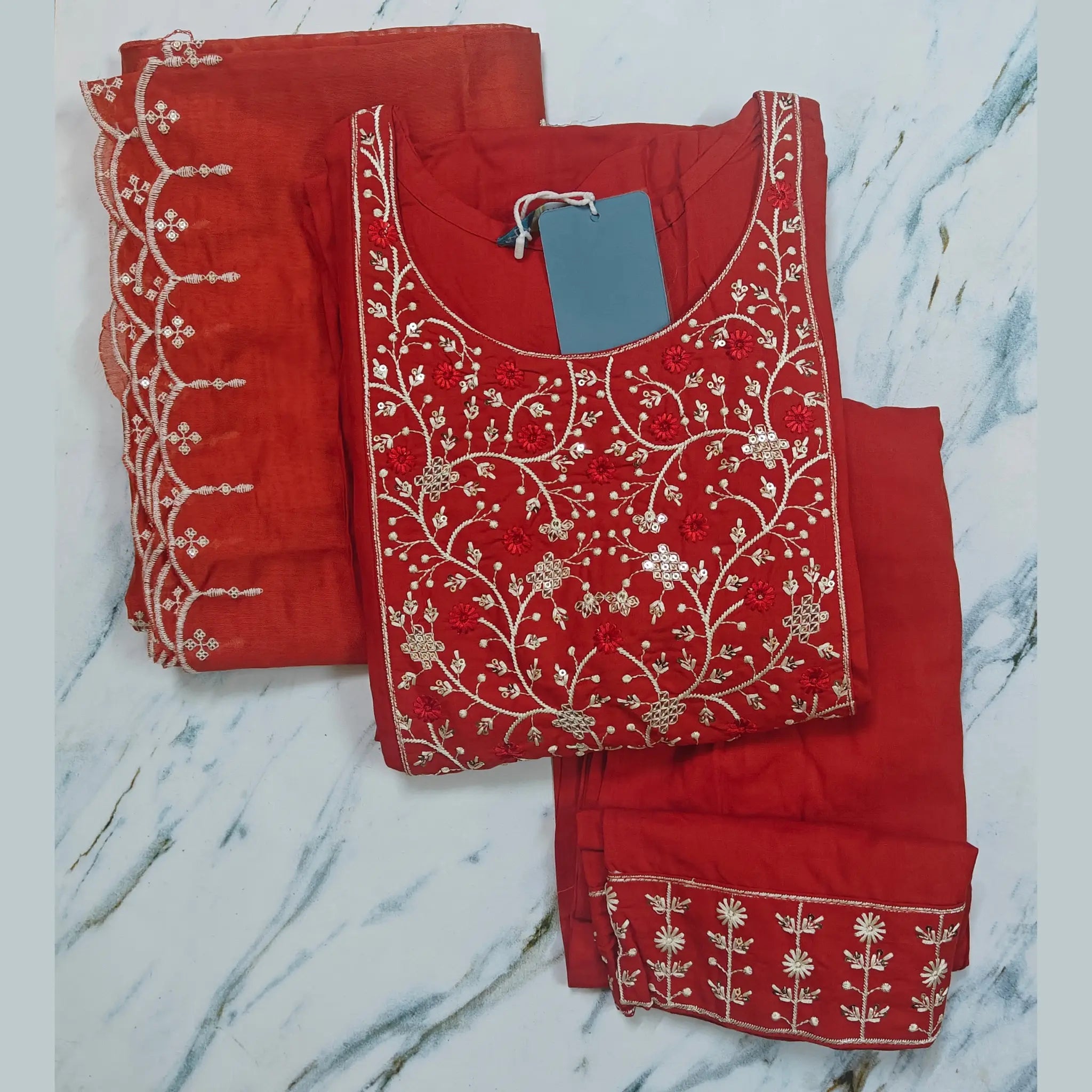 Italian Viscose Masterpiece_ Embroidered Kurta, Plazzo & Chanderi Dupatta
