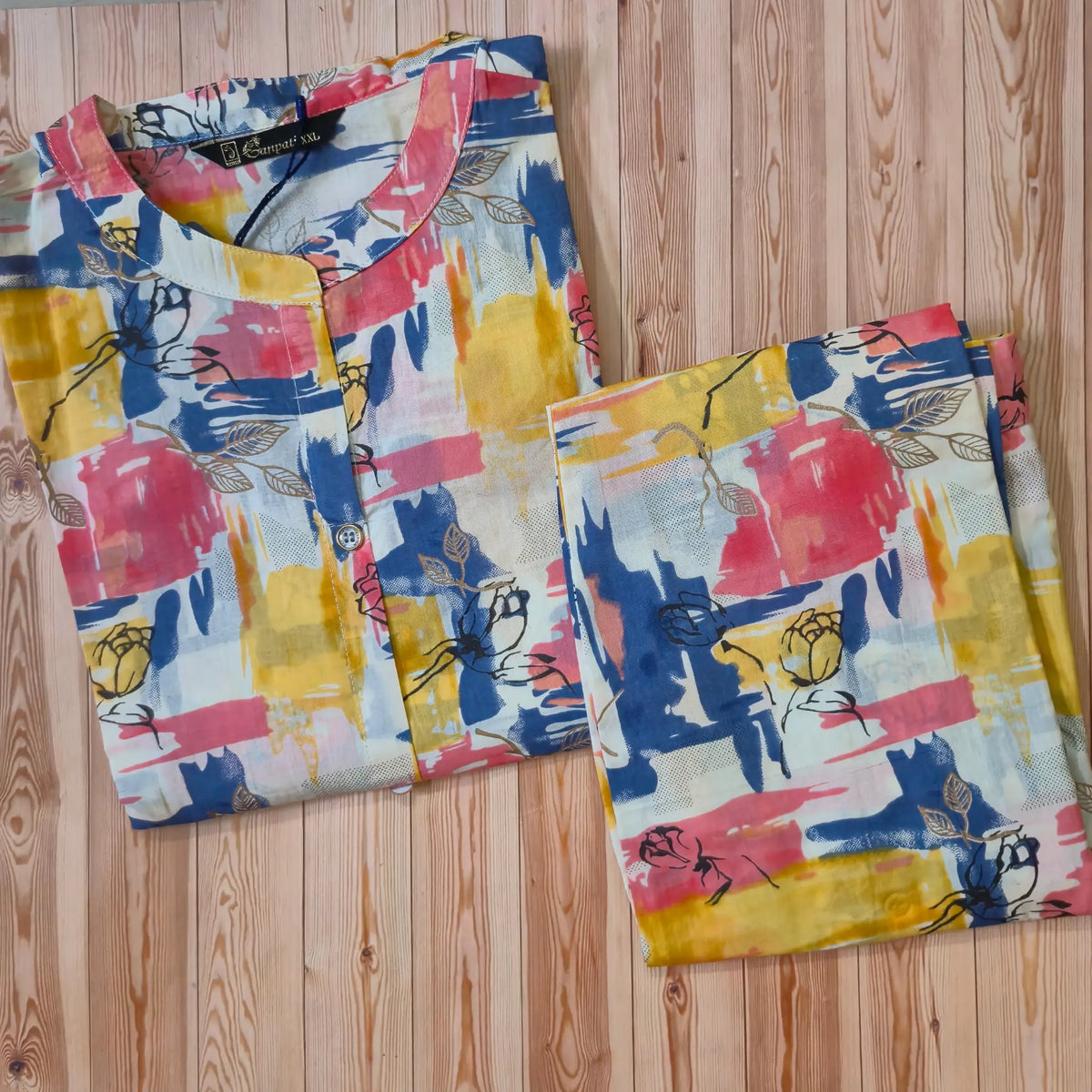 Jaipur Print Straight Cut Kurti with Straight Pant