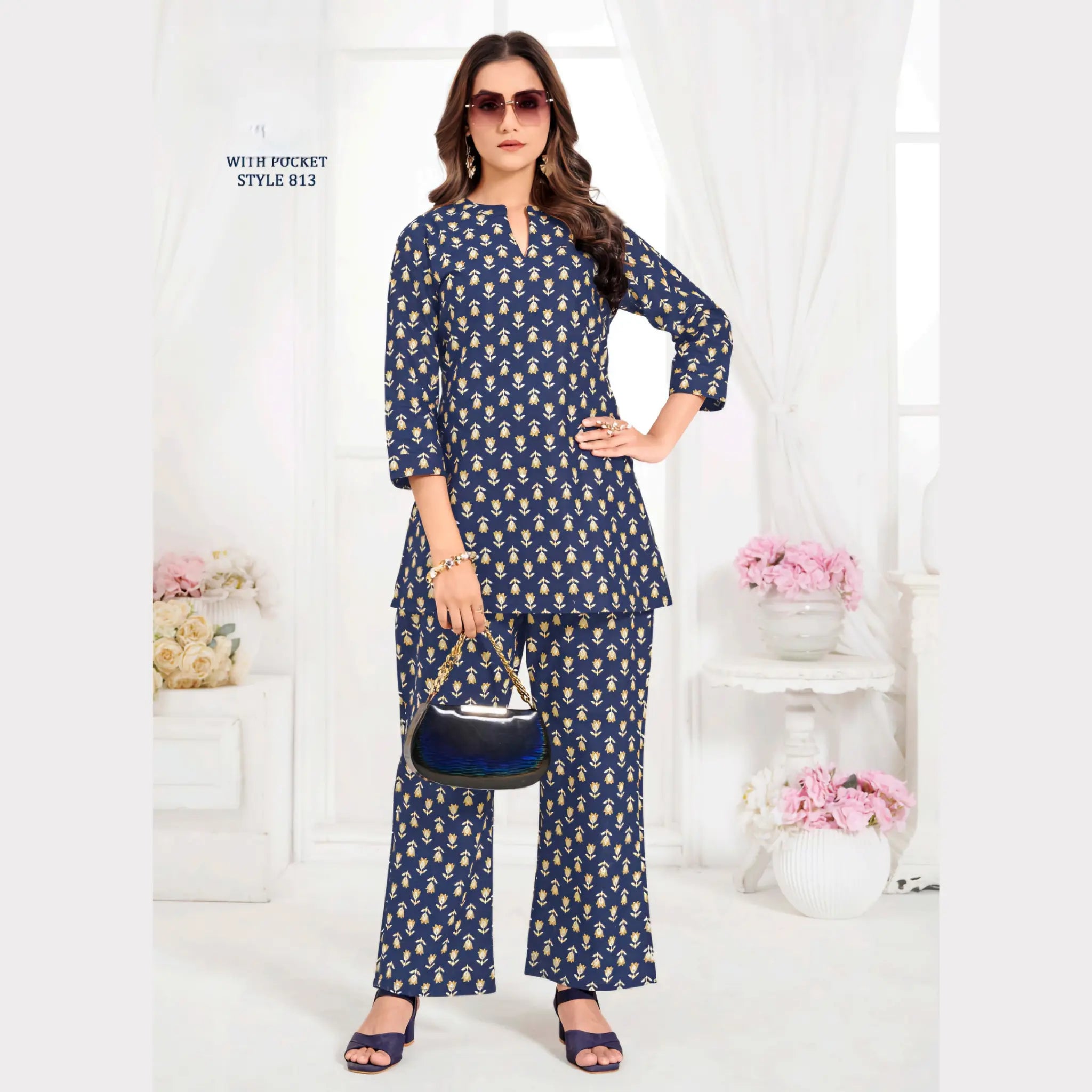 Jaipur Print Cotton Co Ord Set GS813 Main image
