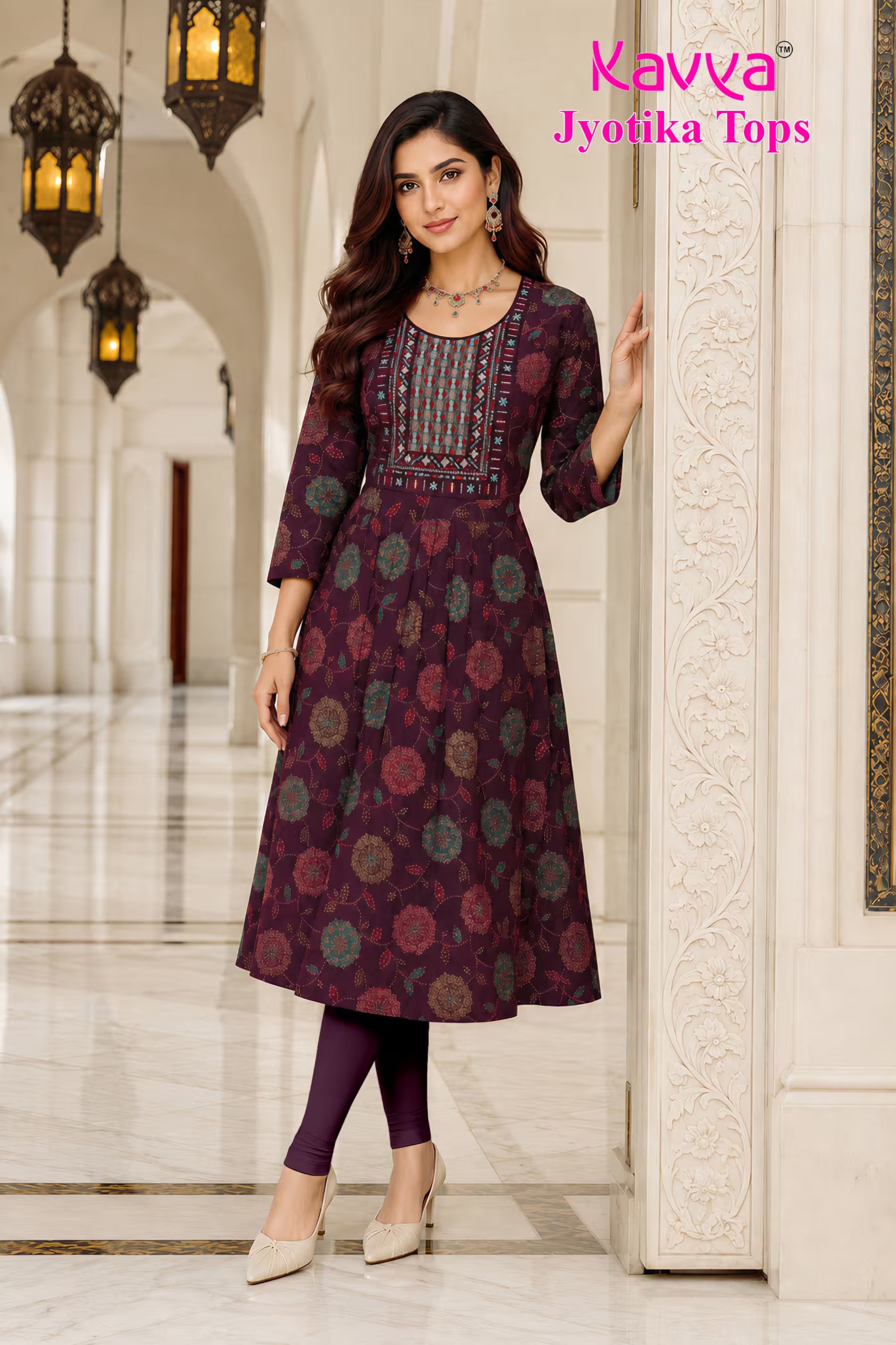 Kavya Jyothika Umberlla Tops with Embroidery Work -  KJ25 Main image