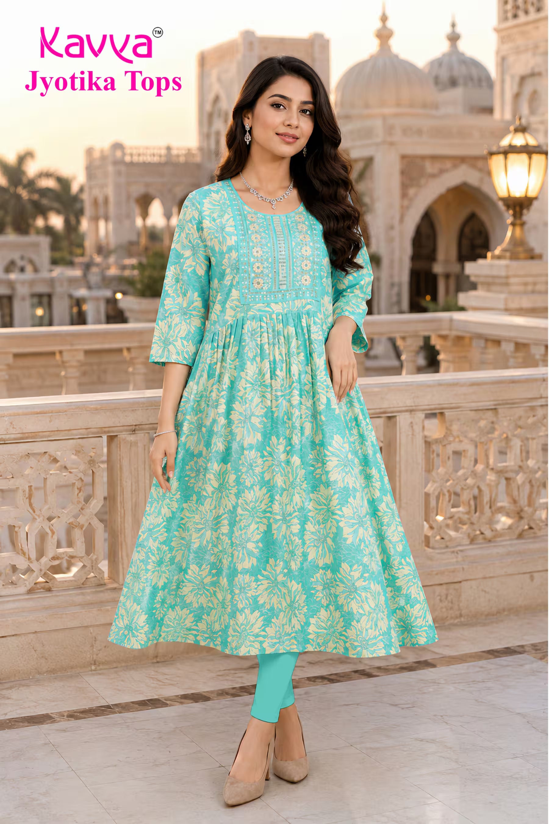 Kavya Jyothika Umberlla Tops with Embroidery Work -  KJ30
