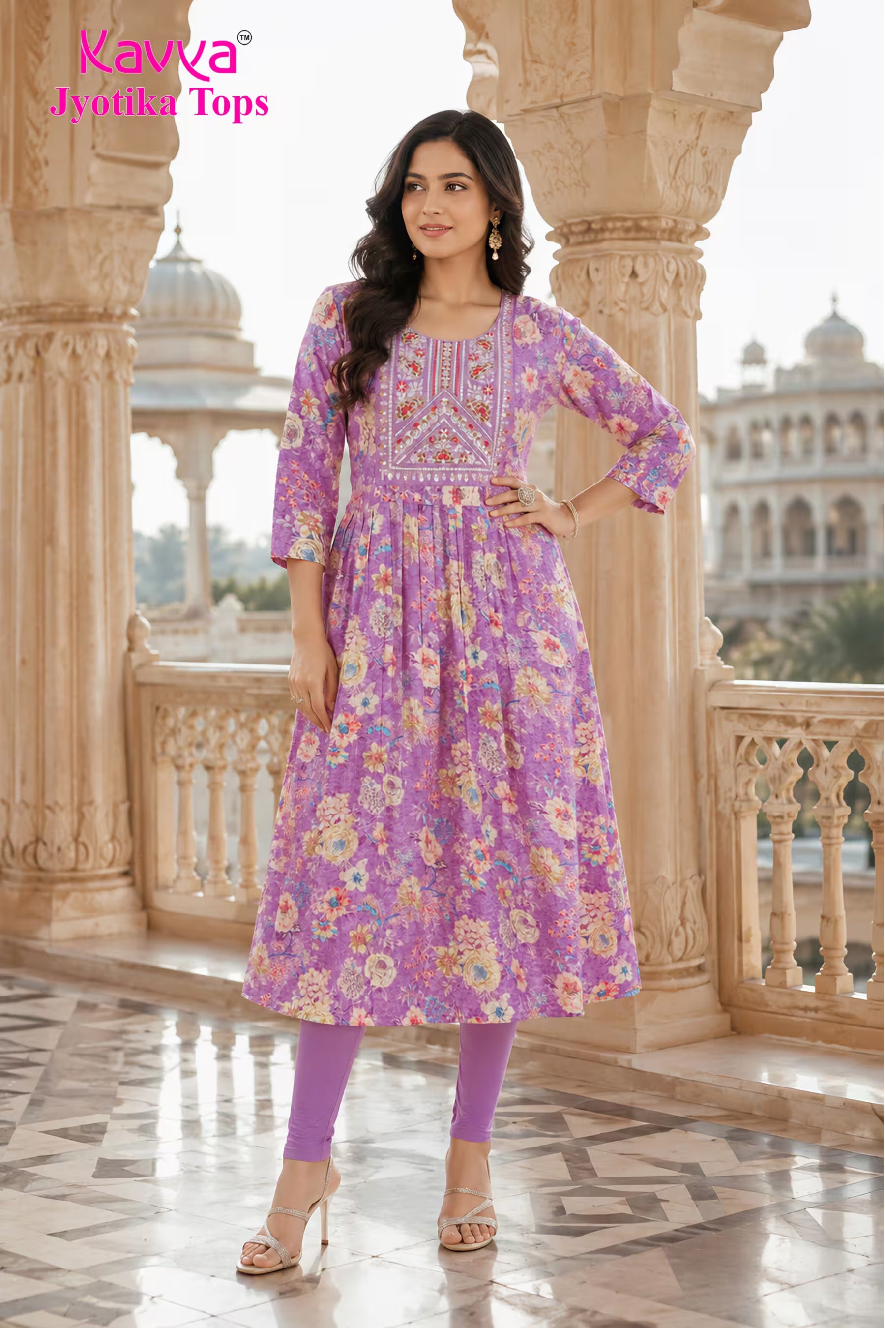 Kavya Jyothika Umberlla Tops with Embroidery Work -  KJ33 Main image
