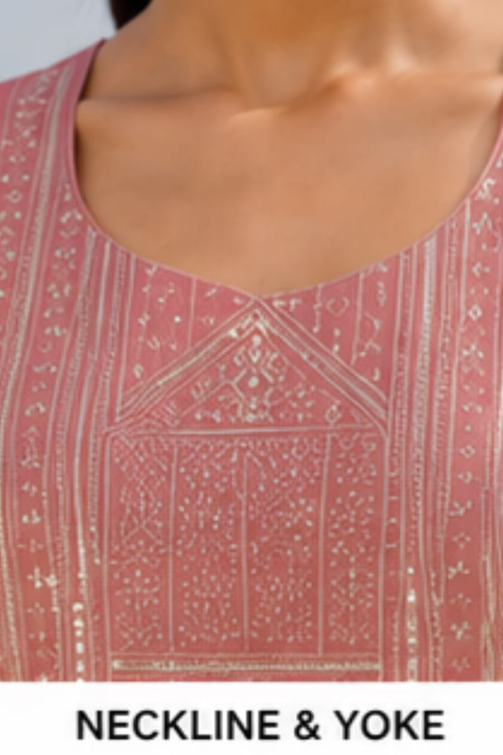 Neckline-Kavya - Plain Vetican Fabric - Umbrella Cut - Beautiful Neck Embroidery Tops - KPT01