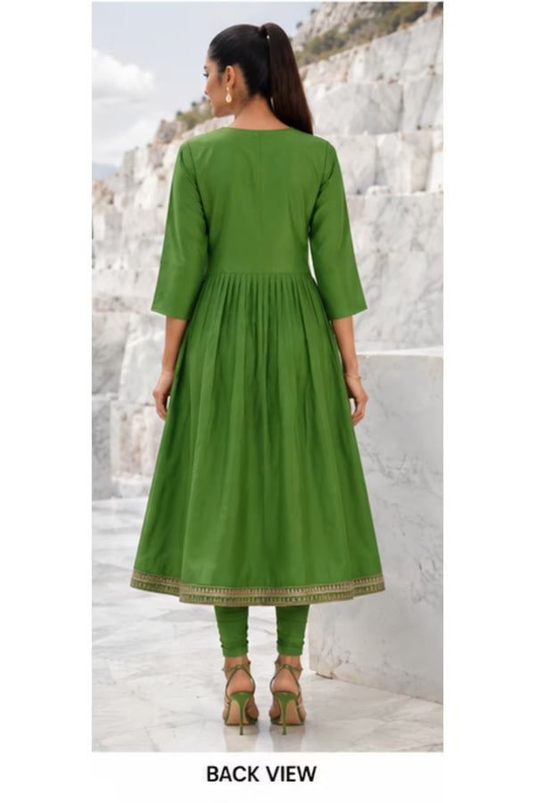 Back View - Kavya - Plain Vetican Fabric - Umbrella Cut - Beautiful Neck Embroidery Tops - KPT02
