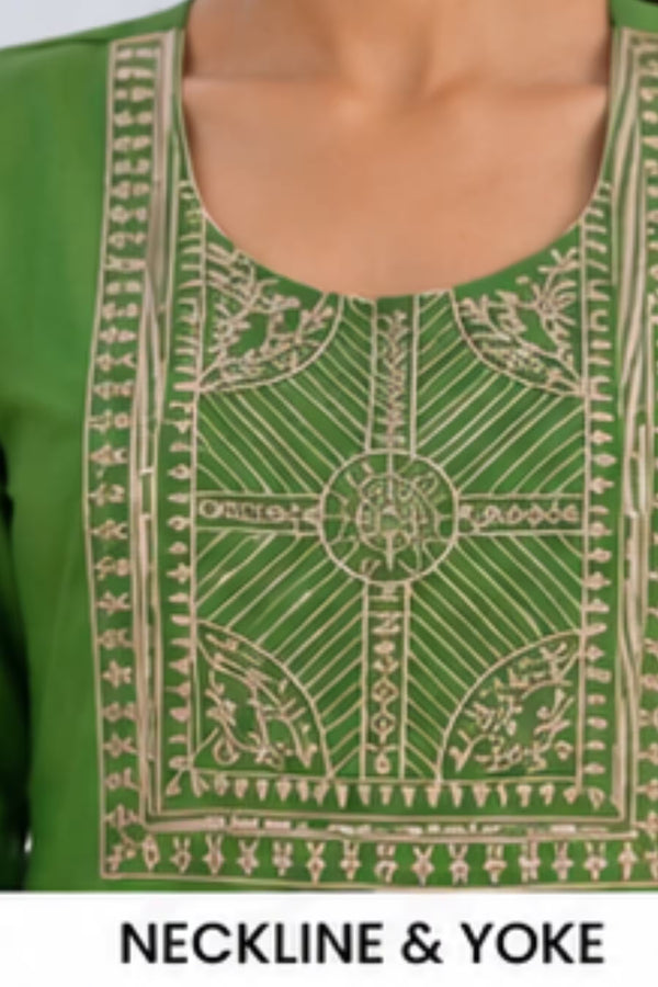 Neckline - Kavya - Plain Vetican Fabric - Umbrella Cut - Beautiful Neck Embroidery Tops - KPT02