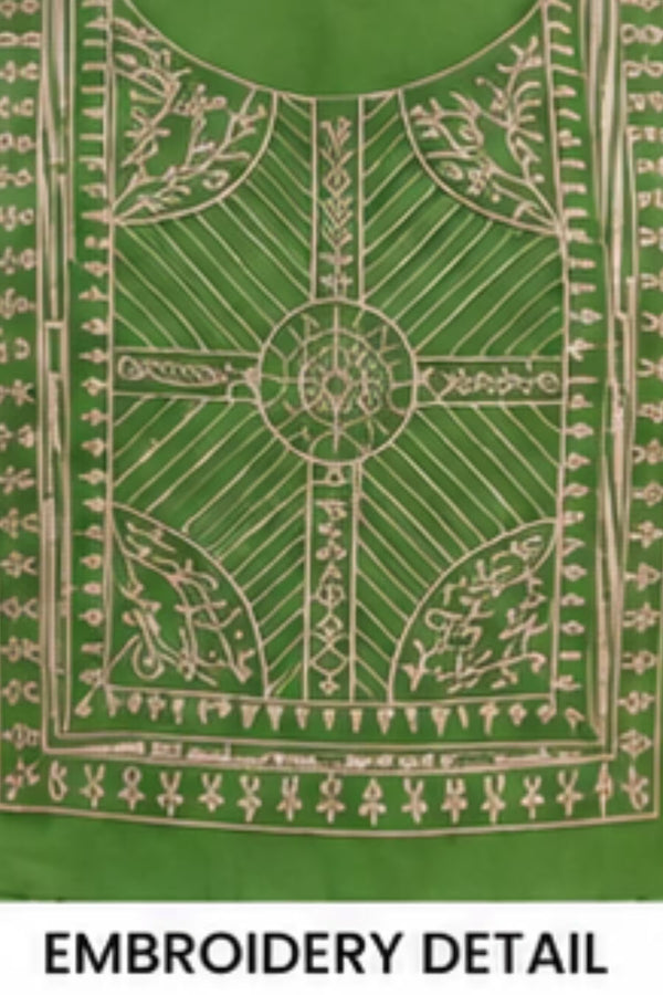 Embroidery Detail - Kavya - Plain Vetican Fabric - Umbrella Cut - Beautiful Neck Embroidery Tops - KPT02