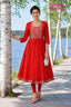 Kavya - Plain Vetican Fabric - Umbrella Cut - Beautiful Neck Embroidery Tops - KPT03