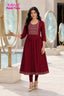 Kavya - Plain Vetican Fabric - Umbrella Cut - Beautiful Neck Embroidery Tops - KPT10
