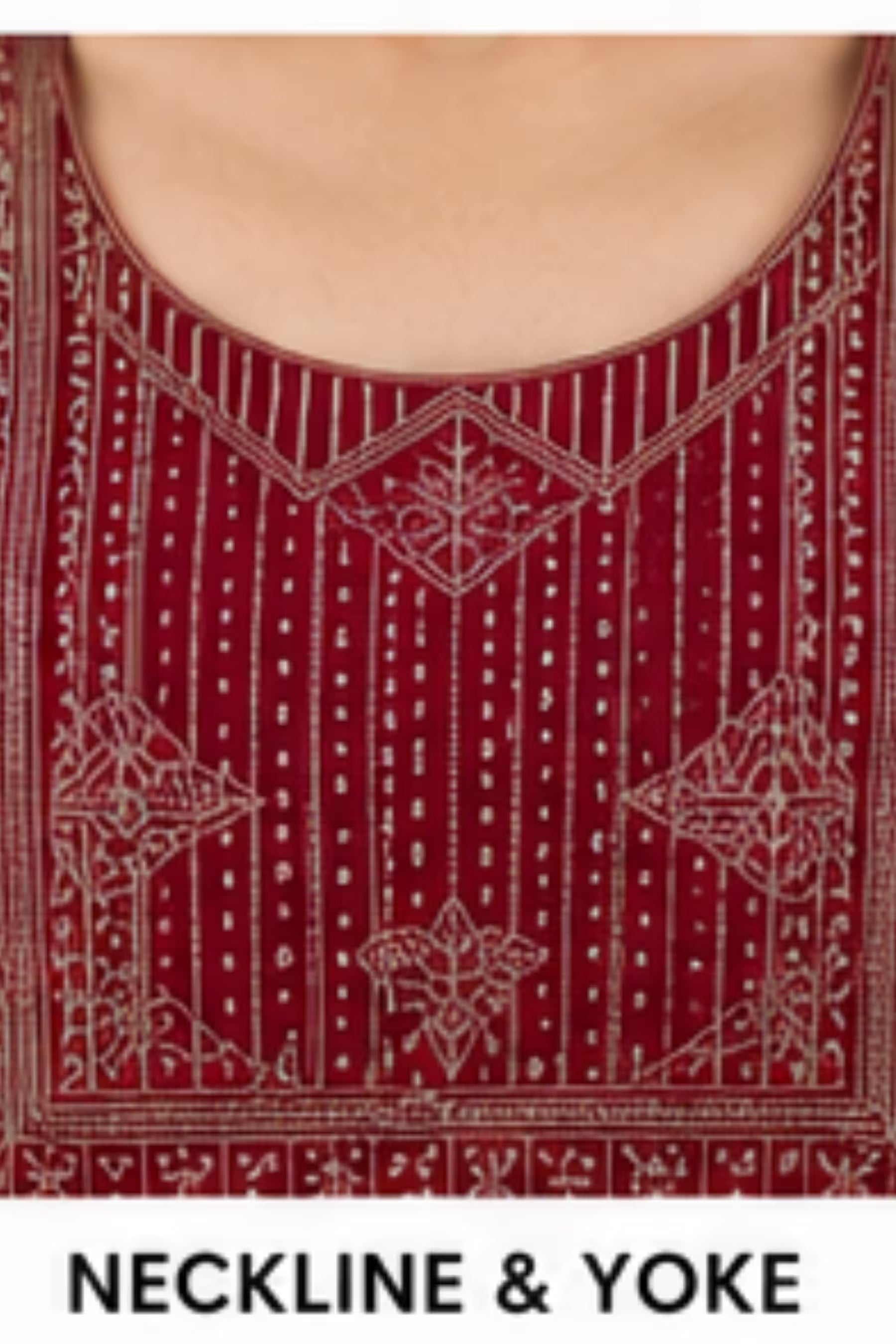 Kavya - Plain Vetican Fabric - Umbrella Cut - Beautiful Neck Embroidery Tops - KPT10 Secondary image