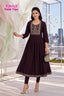 Kavya - Plain Vetican Fabric - Umbrella Cut - Beautiful Neck Embroidery Tops - KPT13