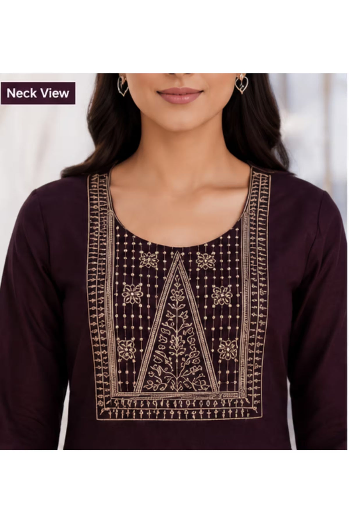 Neck View - Umbrella Cut Kurti