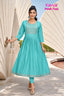Kavya - Plain Vetican Fabric - Umbrella Cut - Beautiful Neck Embroidery Tops - KPT15