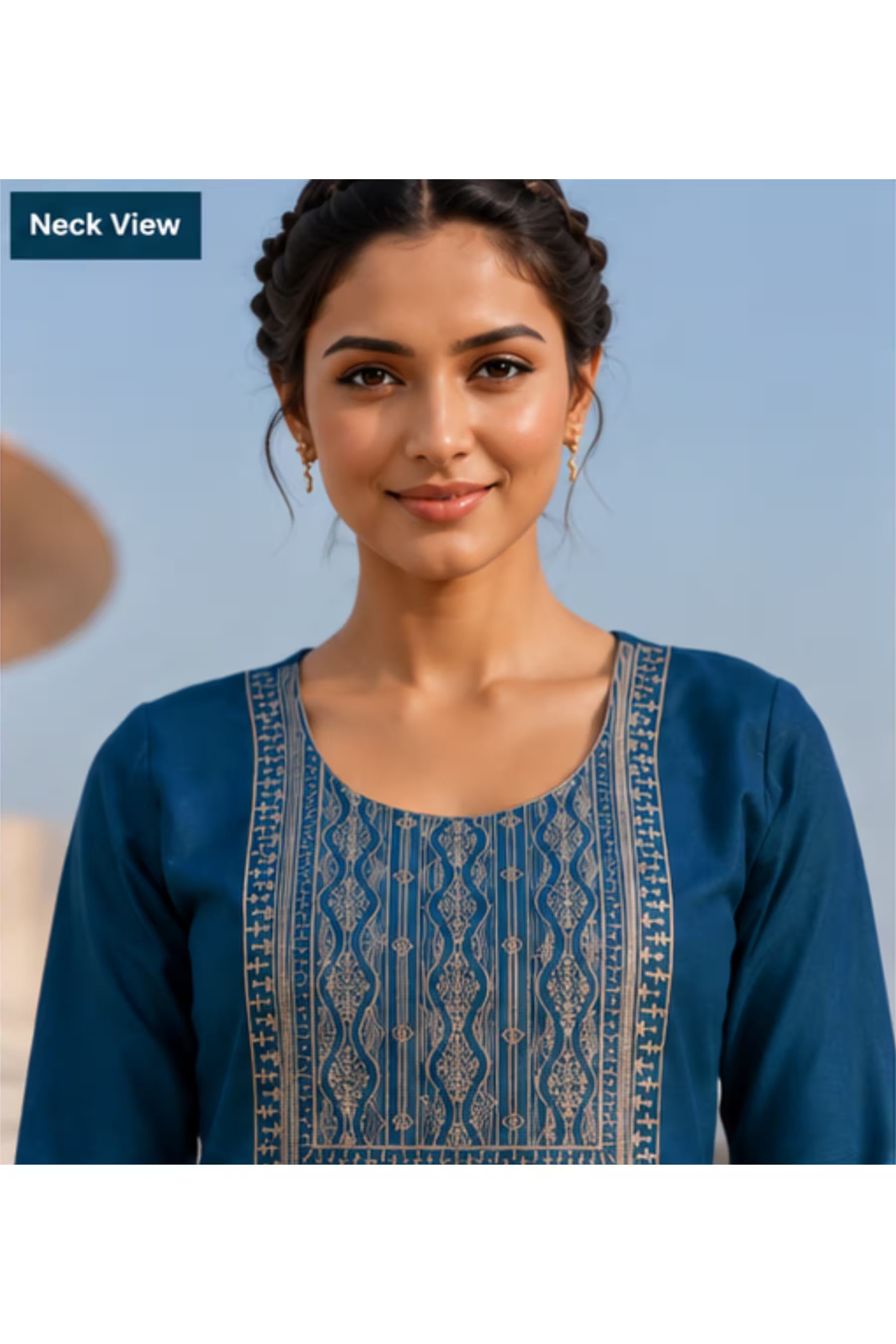 Kavya - Plain Vetican Fabric - Umbrella Cut - Beautiful Neck Embroidery Tops - KPT22 Secondary image