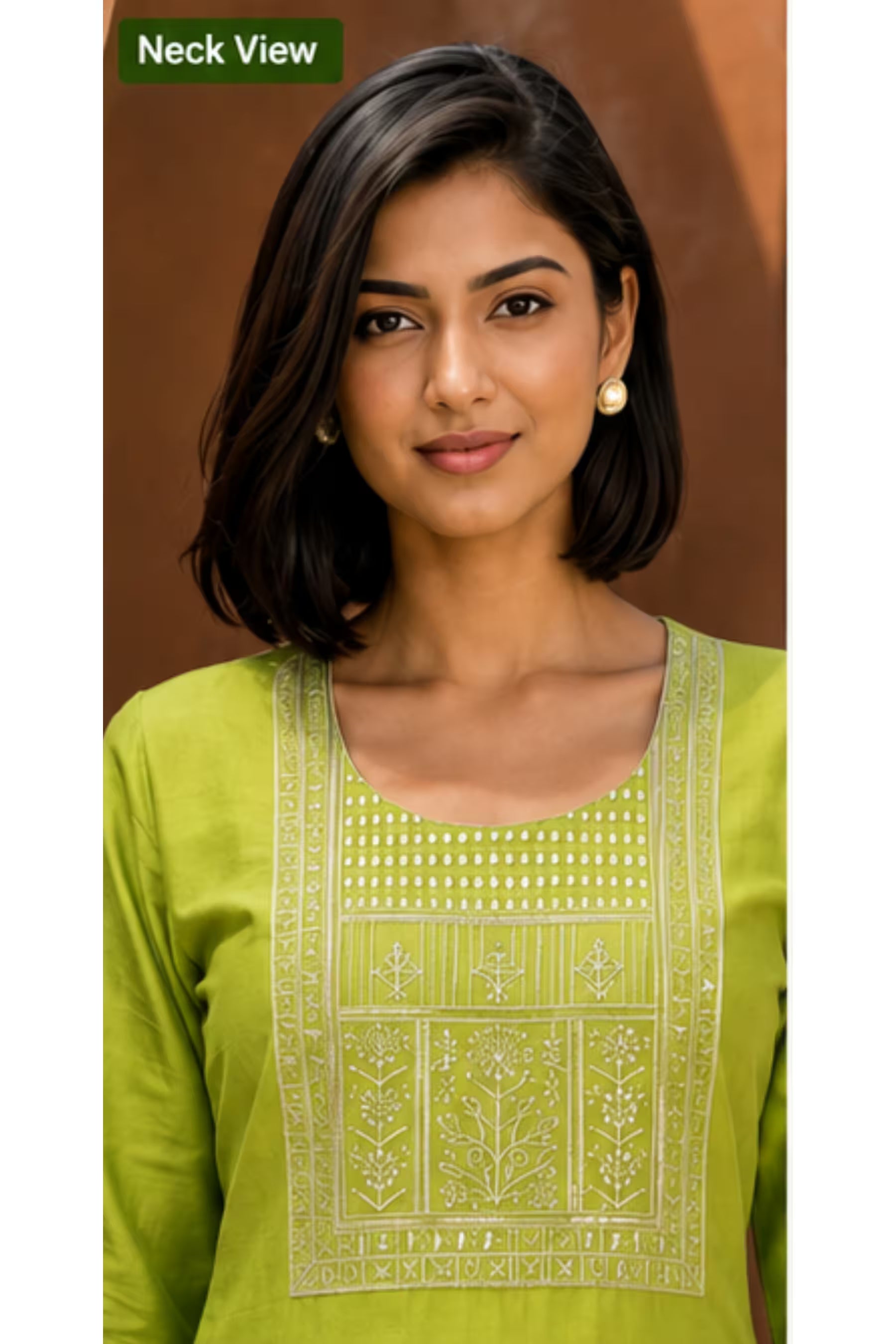 Kavya - Plain Vetican Fabric - Umbrella Cut - Beautiful Neck Embroidery Tops - KPT25 Secondary image