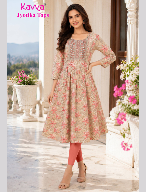 Kavya Jyothika Umberlla Tops with Embroidery Work Main image