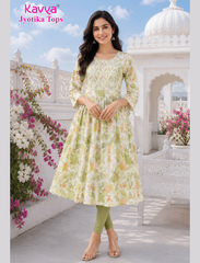 Kavya Jyothika Umberlla Tops with Embroidery Work