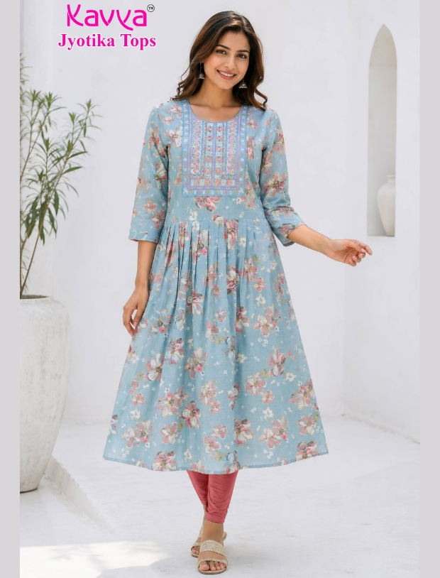 Kavya Jyothika Umberlla Tops with Embroidery Work