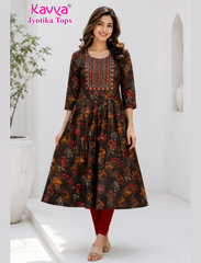 Kavya Jyothika Umberlla Tops with Embroidery Work