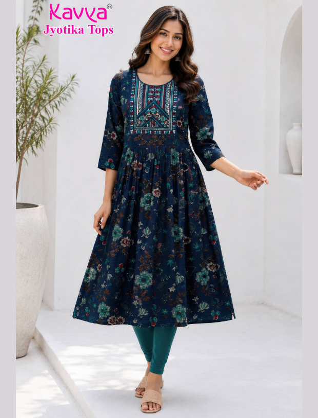 Kavya Jyothika Umberlla Tops with Embroidery Work